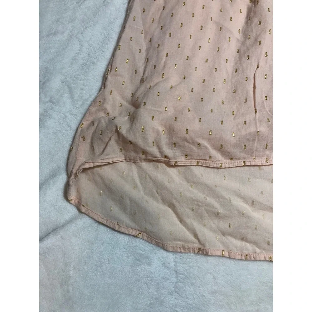 5/$25 Old Navy High Low Dress Small 6-7 Pink Gold Metallic Foil Sleeveless Boho